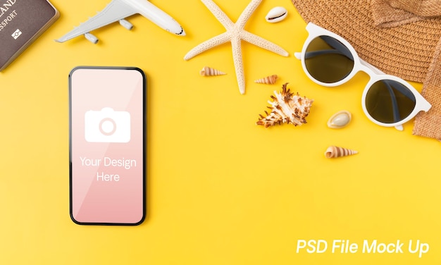 PSD maquette de smartphone du modèle d'écran psd concept d'heure d'été