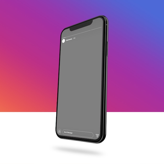 PSD maquette de smartphone avec histoire instagram