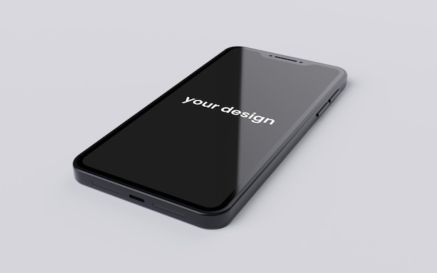 Maquette de smartphone noir réaliste sur fond blanc