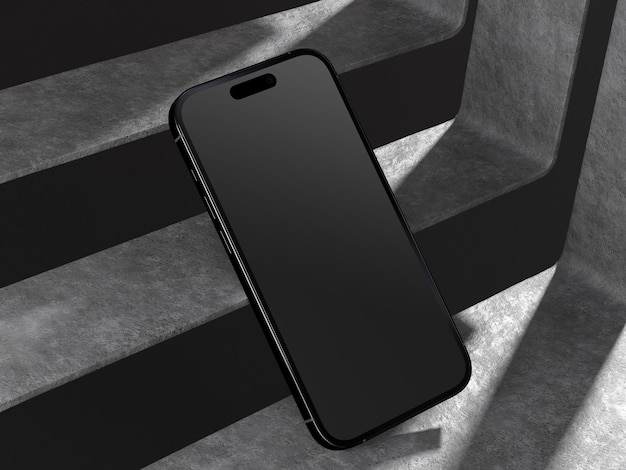 PSD maquette de smartphone réaliste sur l'escalier