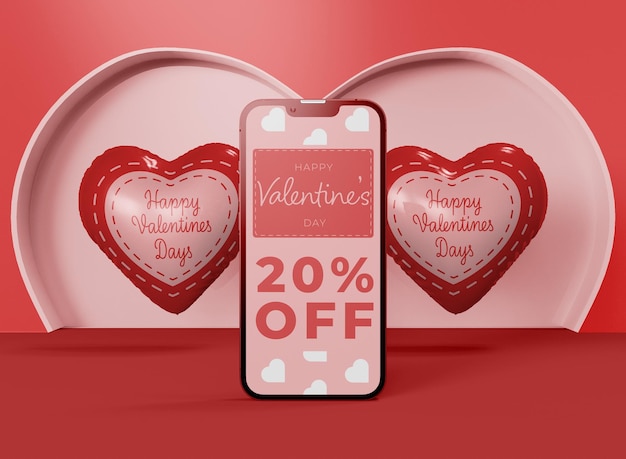 Maquette de smartphone de la Saint-Valentin