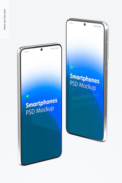 Maquette de smartphone, vue latérale droite et gauche