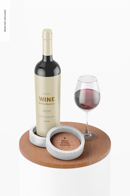 PSD maquette de sous-verre de bouteille de vin