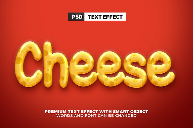 Maquette de style d'effet de texte modifiable 3d de fromage brillant