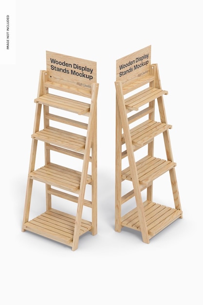 Maquette de supports de style échelle en bois, vue gauche et droite