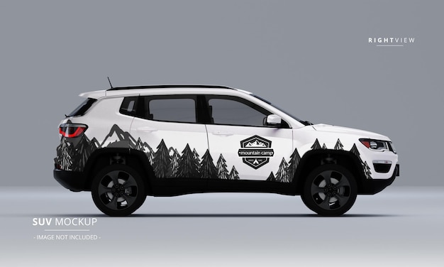 PSD maquette suv réaliste de la vue droite