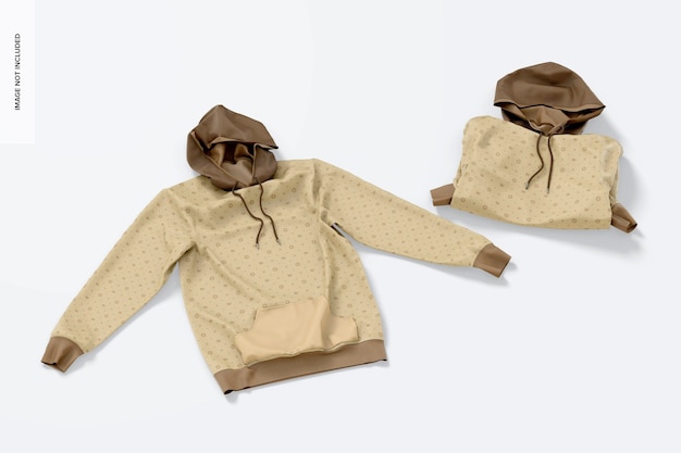 Maquette de sweats à capuche, vue de dessus