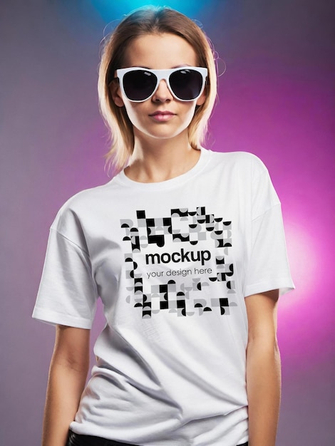 Maquette de t-shirt blanc modèle de vitrine de tee modèle de marque esthétique unisexe modèle de marchandise