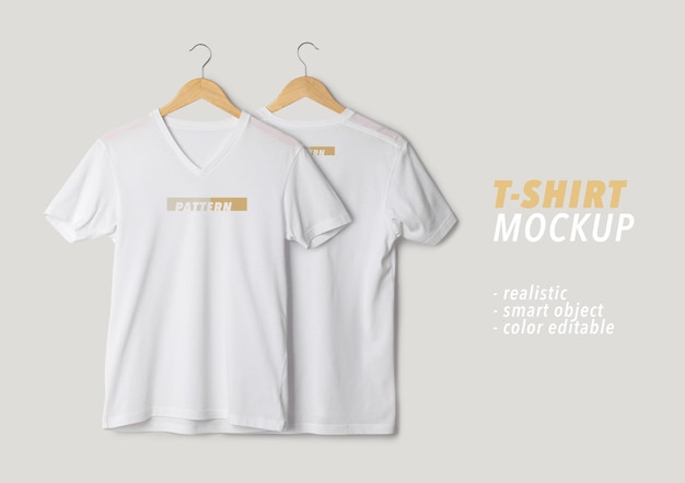 Maquette de t-shirt blanc suspendu modèle réaliste