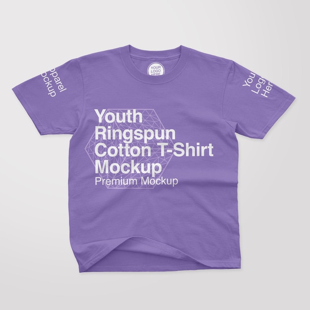 Maquette de t-shirt en coton filé pour jeunes