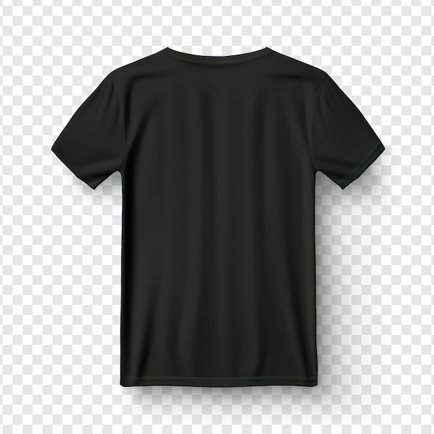 PSD maquette de t-shirt noir vue arrière sur fond transparent psd