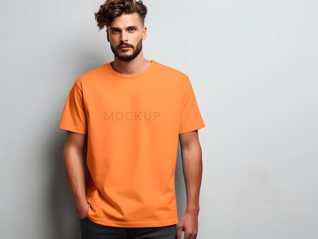 Maquette De T-shirt Psd Orange Pour Hommes