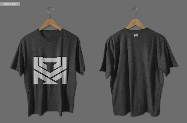 Maquette de t-shirt suspendue à l'avant et à l'arrière