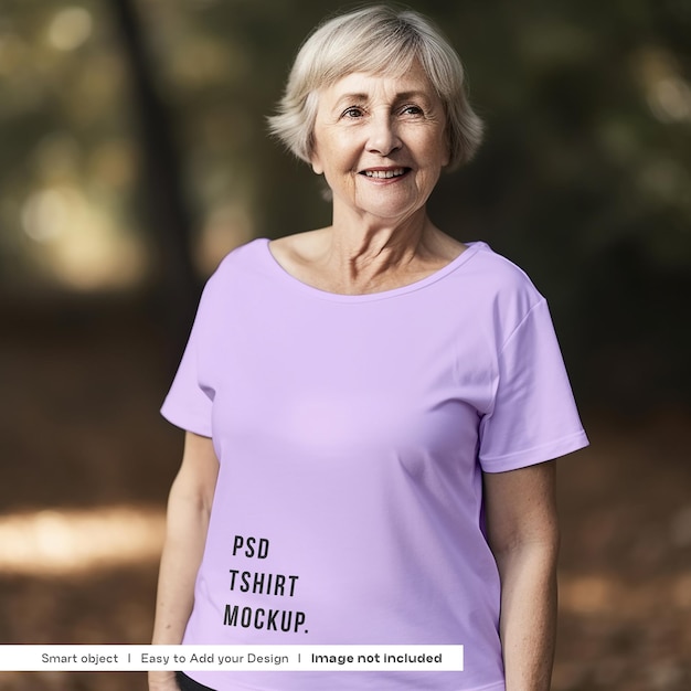 Maquette de t-shirt de vieille femme