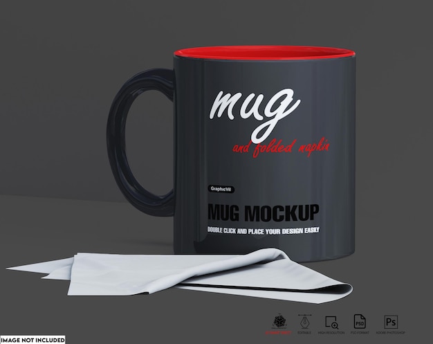 PSD maquette de tasse avec une serviette