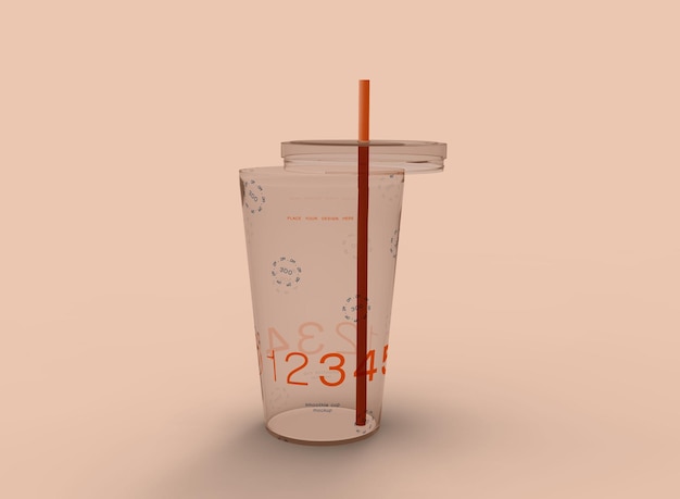 PSD maquette de tasse de smoothie en plastique transparent rigide 3d