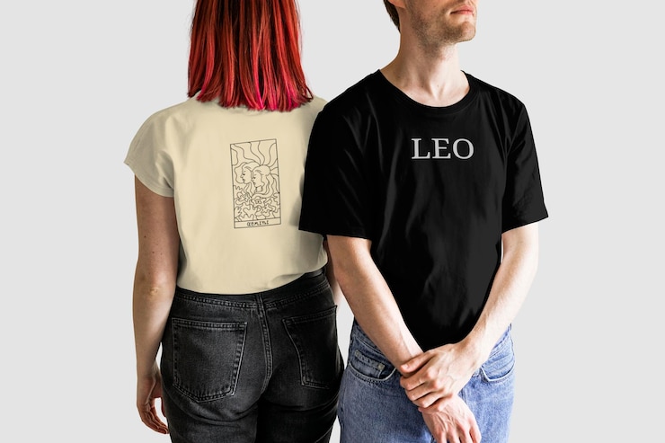PSD une maquette de tee décontractée pour un couple, une mode modifiable, un design psd.