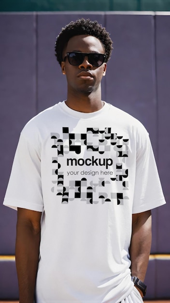 Maquette de tee-shirt blanc pour la présentation de marchandises de marque esthétiques unisexes