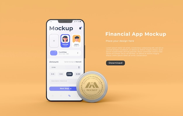 PSD maquette de téléphone avec conception d'argent