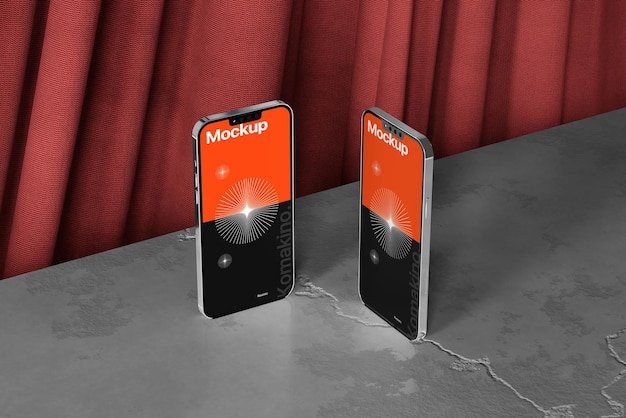 Une maquette de téléphone minimaliste entièrement modifiable avec une scène naturelle.