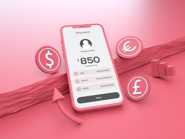 PSD maquette de téléphone mobile en argile de passerelle de paiement en ligne