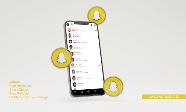 PSD maquette de téléphone mobile snapchat icône 3d