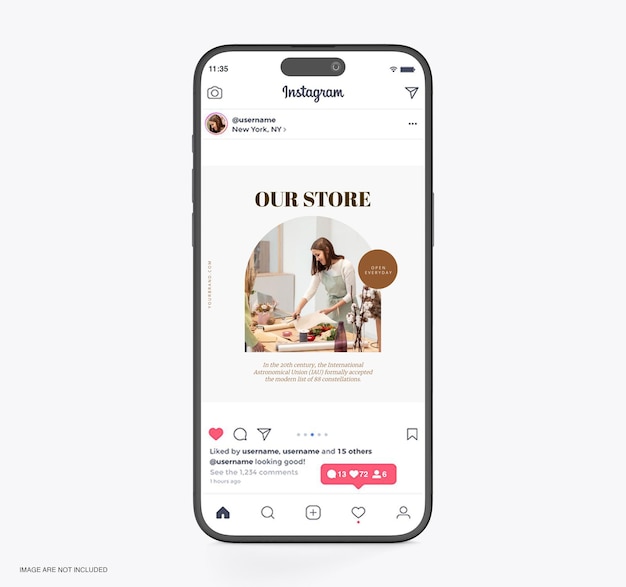Une maquette de téléphone portable pour les médias sociaux