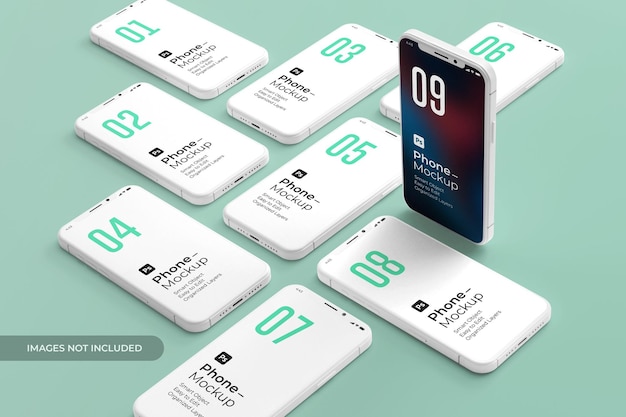 Maquette de téléphone de rendu 3D sur fond vert Psd Premium