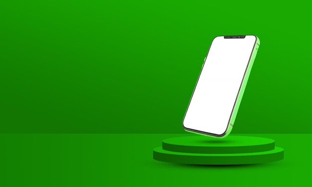 Maquette de téléphone vierge PSD, publication sur les réseaux sociaux, thème vert