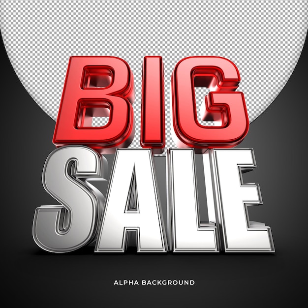 PSD maquette de texte 3d big super sale avec fond alpha psd