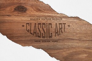 Maquette de texture en bois et effet de texte en bois gravé