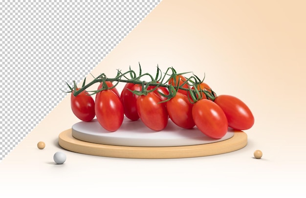 PSD maquette de tomate branche sur une assiette