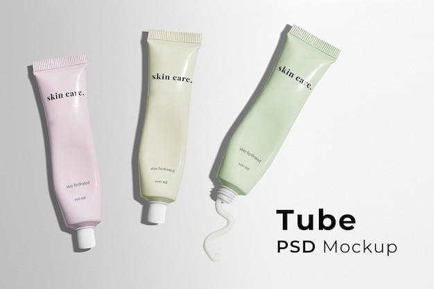 Maquette De Tube De Maquillage Psd Avec Boîte Pour Produits De Beauté Au Design Pastel