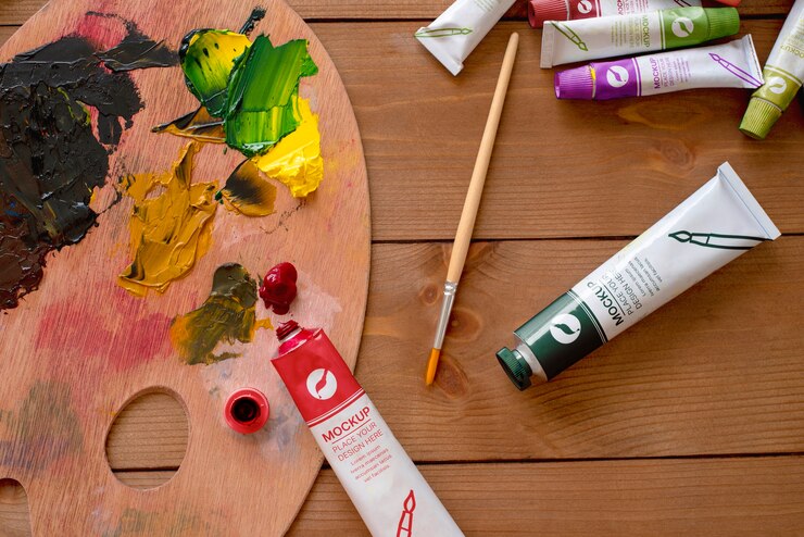 PSD maquette de tubes de peinture à l'huile