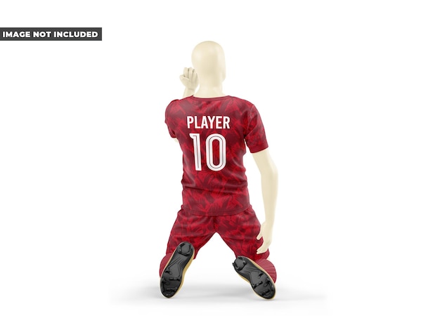 PSD maquette de l'uniforme d'un joueur de football vue arrière