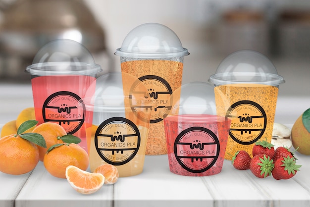Maquette en verre de smoothie transparent