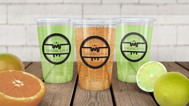 Maquette en verre de smoothie transparent