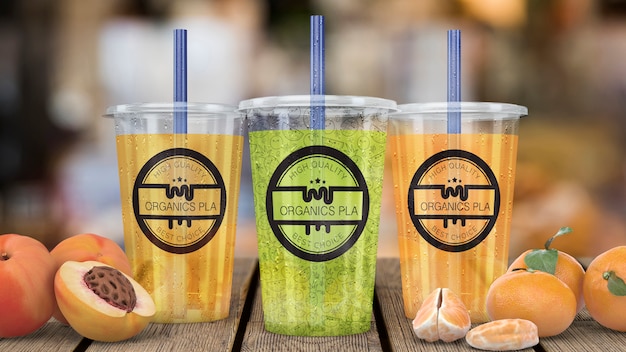 Maquette en verre de smoothie transparent