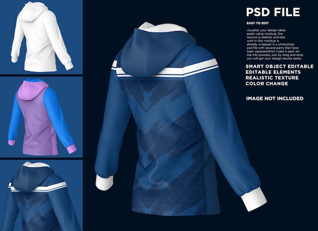 PSD maquette de veste à capuche avec fermeture à glissière