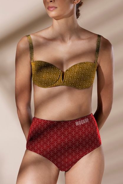 PSD maquette de vêtement bikini femme