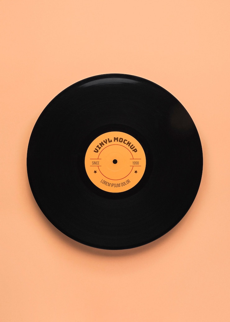 PSD maquette en vinyle noir vue de dessus