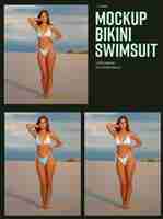 PSD maquettes de bikini de plage. facile à personnaliser les couleurs des éléments de bikini