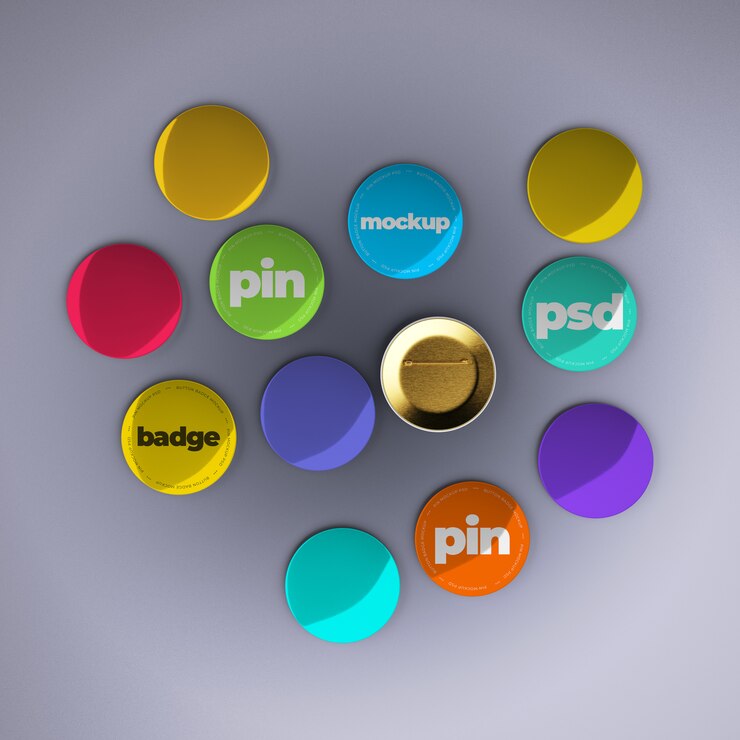 PSD maquettes de broches avec un design modifiable et des couleurs modifiables