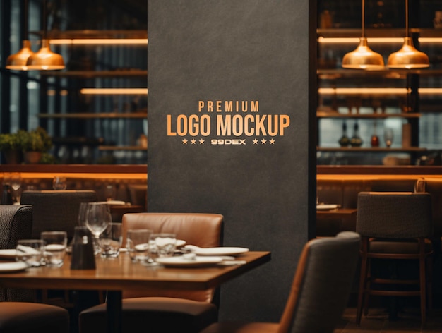 Maquettes de logo de mur de restaurant PSD