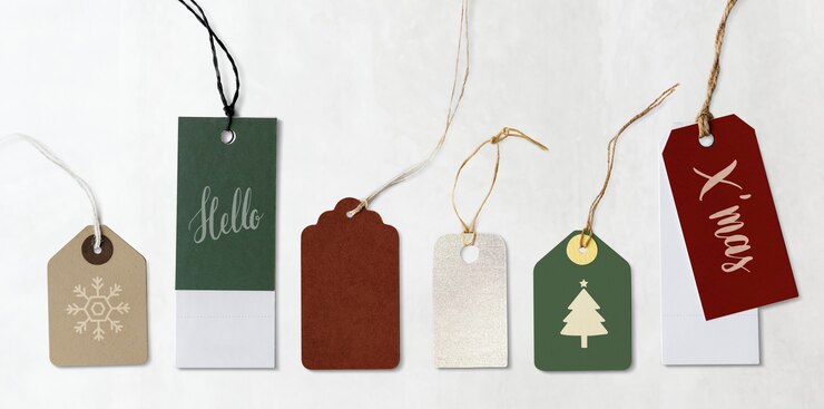 PSD maquettes de noël et étiquettes colorées