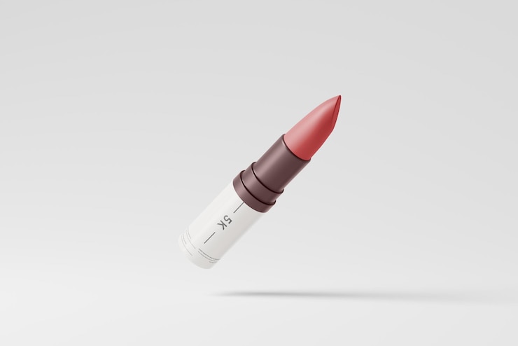 PSD des maquettes de rouge à lèvres avec un rouge à lèвres cosmétique en plastique