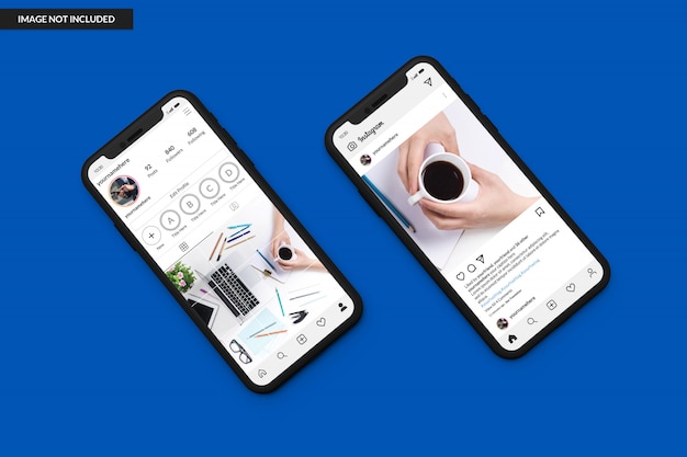 Maquettes de smartphone pour afficher le modèle de publication Instagram