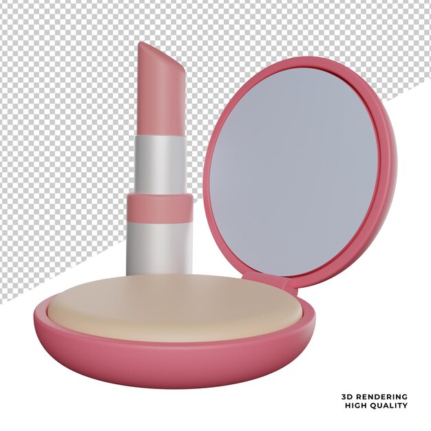 PSD maquiagem equipamento cosmético vista lateral ilustração de ícone de renderização 3d png fundo transparente