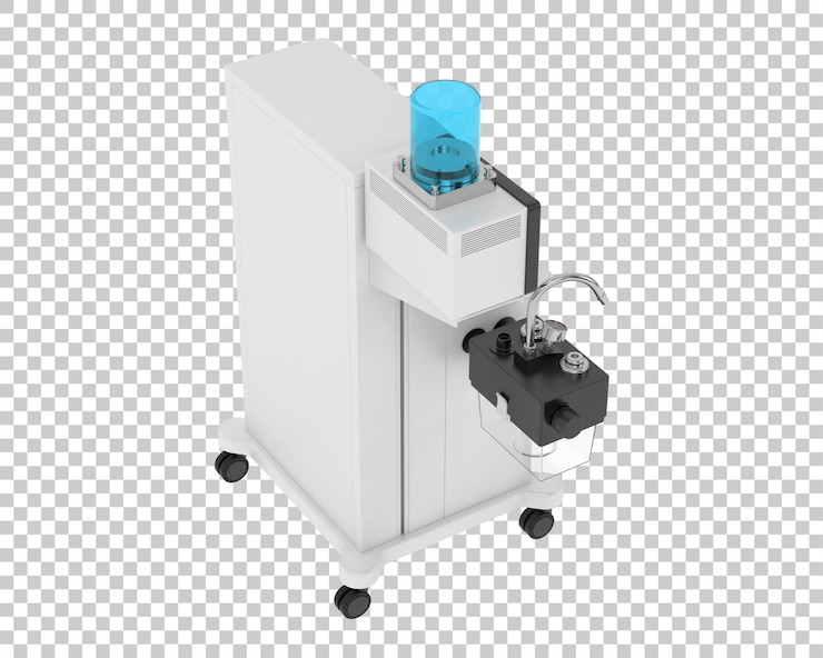 PSD máquina de anestesia en la ilustración de renderizado 3d de fondo transparente