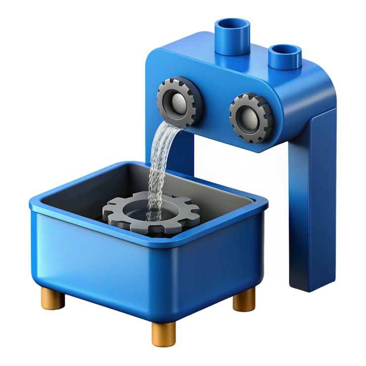 PSD una máquina azul que tiene la palabra agua en él